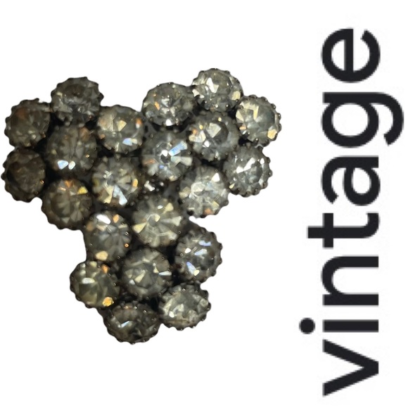 Vintage Triangular Cluster Rhinestone Brooch - Picture 2 of 10